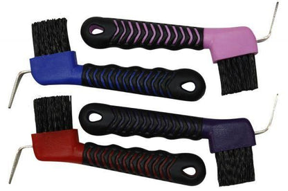 Rubber Grip Hoofpick With Brush