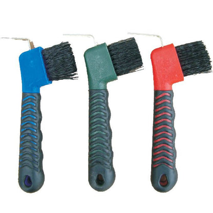 Rubber Grip Hoofpick With Brush