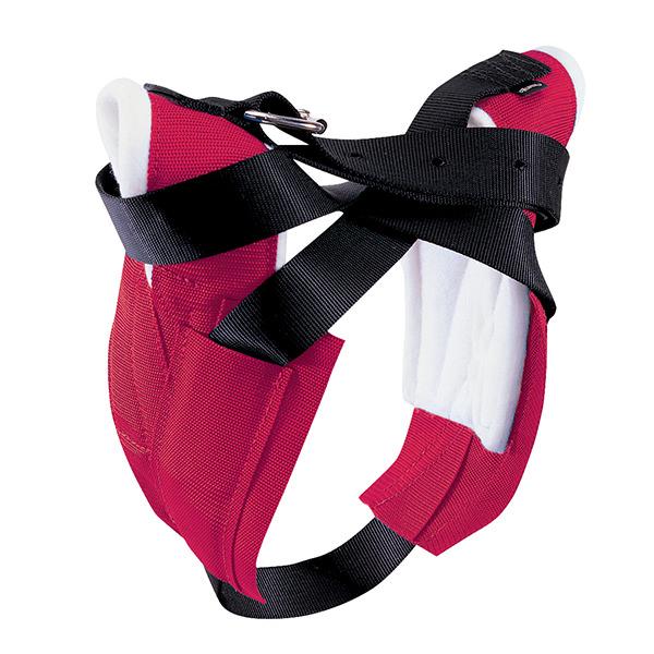 a red set of nylon horn wraps for use on roping steers