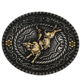 Attitude™ 'Gun Metal & Gold' Bull Rider Buckle by Montana Silversmiths®