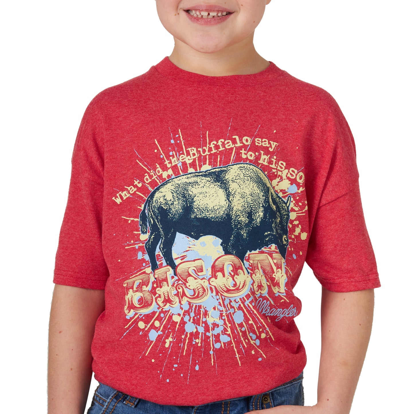 Heather Red 'Bison' Youth T-Shirt by Wrangler®