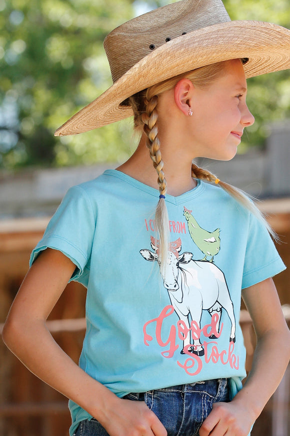 Turquoise 'Good Stock' Girl's T-Shirt by Cruel Girl®