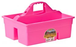 A pink Duratote Grooming & Accessory Box with multiple compartments and a handle on the side.