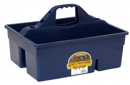 A navy Duratote Grooming & Accessory Box with multiple compartments and a handle on the side.