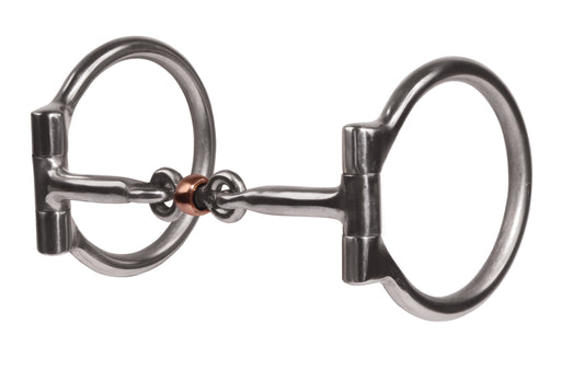 a snaffle bit with a dog bone and copper roller
