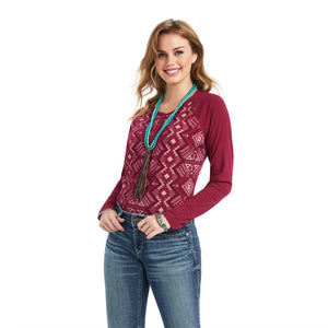 Beet Red Printed Henley Women's T-Shirt by Ariat®