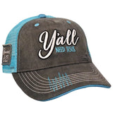 Grace & Truth® Turquoise & Grey 'Y'all Need Jesus' Cap by Kerusso®