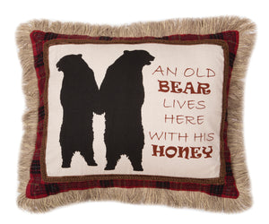 'An Old Bear & His Honey' Throw Pillow by Carsten's Inc.®