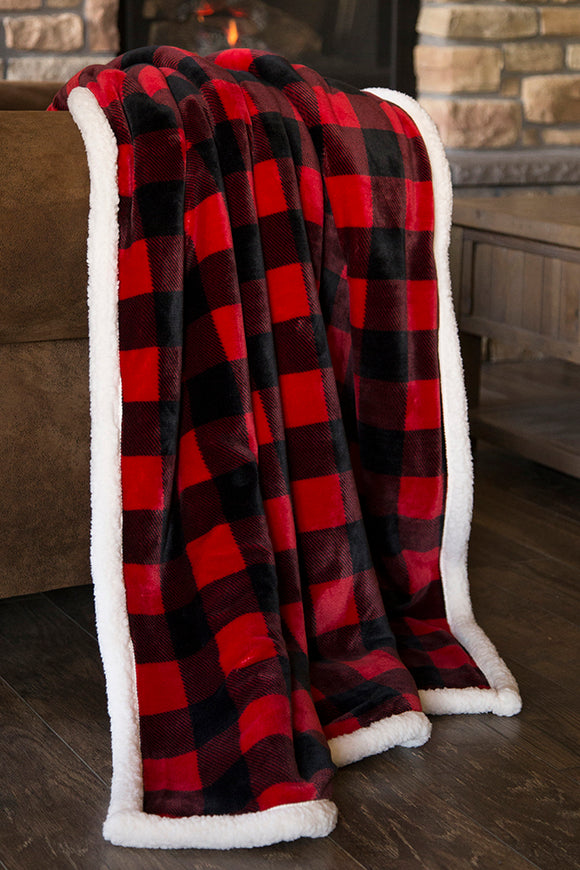 Red Lumberjack Fleece Throw by Carsten's Inc.®