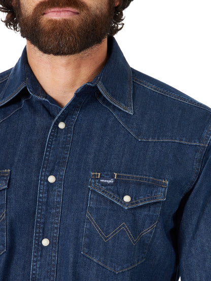 Dark Denim Classic Fit Cowboy Cut Men's Shirt by Wrangler®