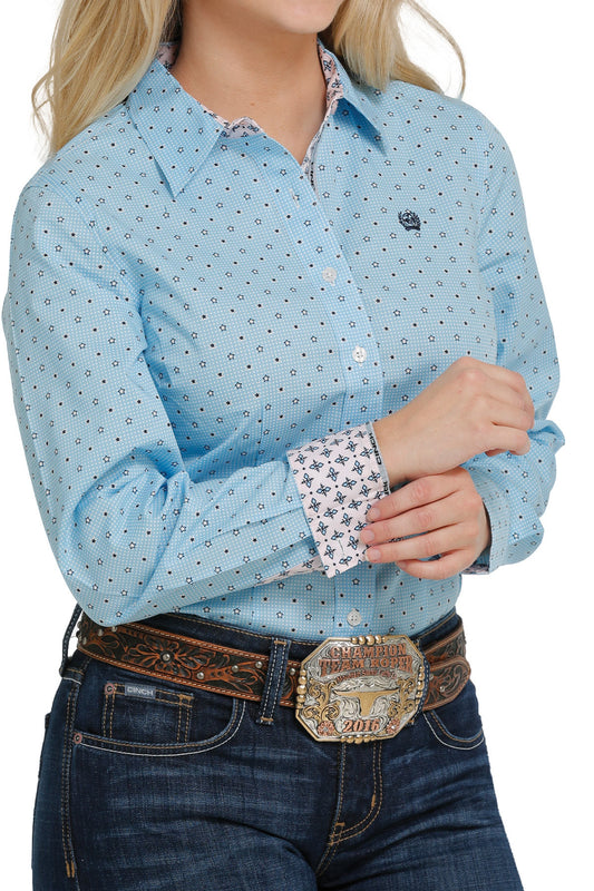 Light Blue Star Print Women's Shirt by Cinch®