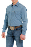 Blue Patterned Modern Fit Men's Shirt by Cinch®