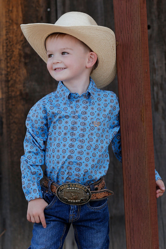 Light Blue Medallion Print Infant & Toddler Shirt by Cinch®