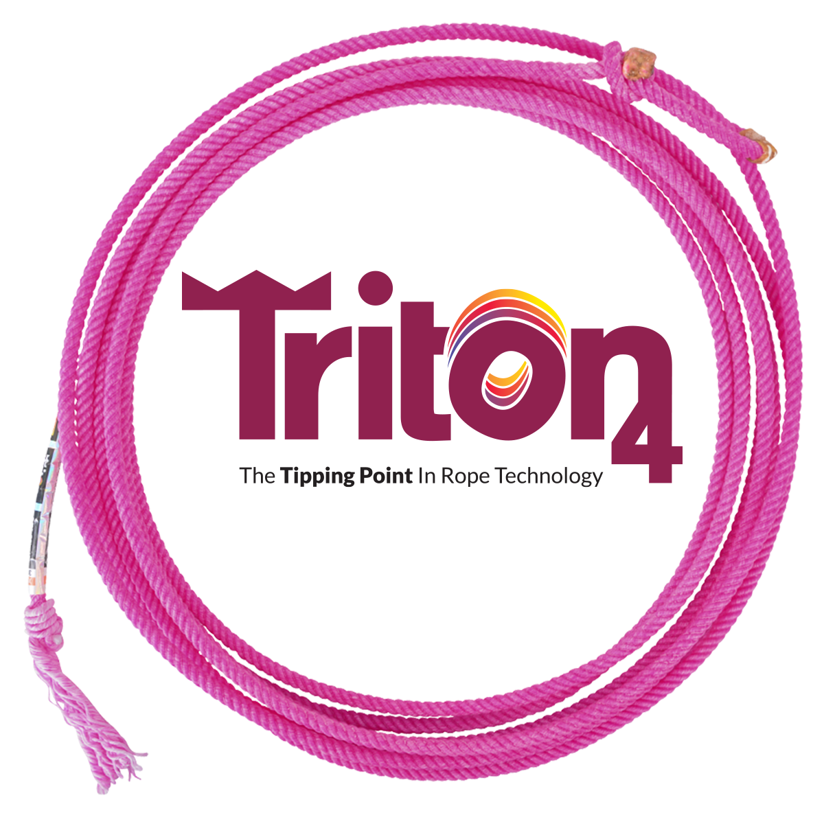 a coiled up pink rope with the logo triton4 in the middle on a white background