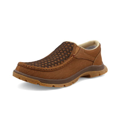 Oblique Toe Basket Weave Slip On Men's Driving Moc by Twisted X®