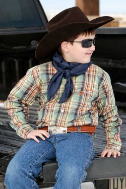Spring Green Plaid Boy's Shirt by Cinch®