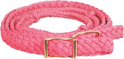 A pair of braided nylon gaming reins with nickel-plated buckles and easy grip knots.