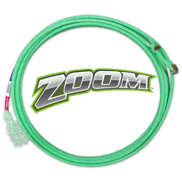 a coiled up green rope with the branding zoom in the middle